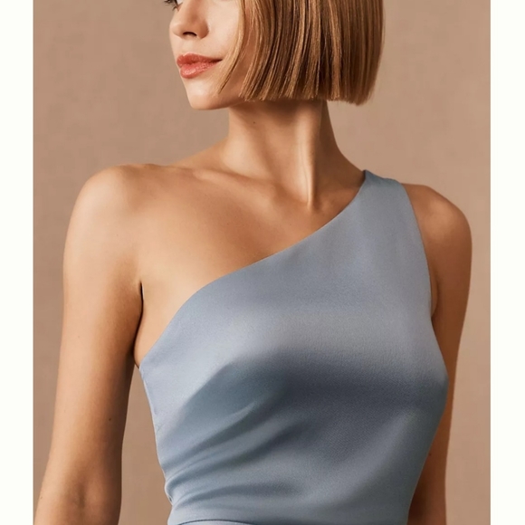 BHLDN (Anthropology) Dylan Satin Charmeuse Dress Dusty Blue Size 10 - Picture 5 of 6